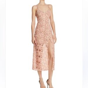 Sau Lee Celina Sheer‎ Lace Bustier Midi Dress Size US 10 Blush Pink